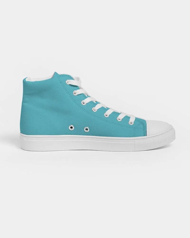 Pastel Warm Cyan Men's High-top Canvas Sneakers | Men's | Bright Pastel Warm Cyan | C60M0Y15K0
