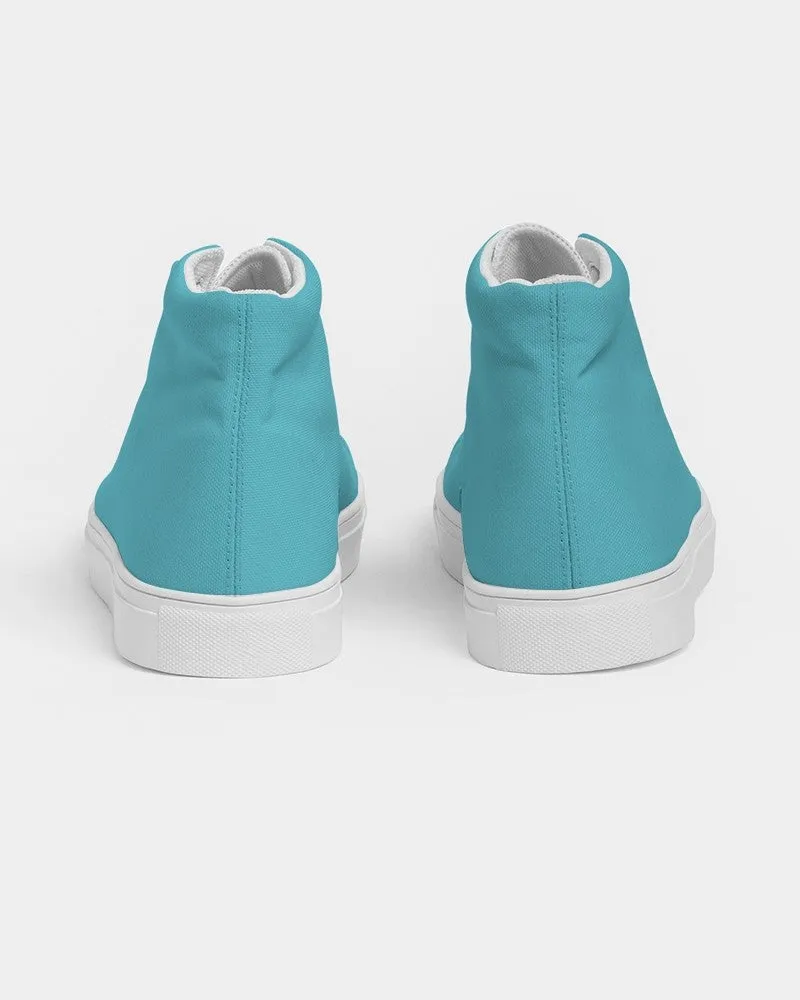 Pastel Warm Cyan Men's High-top Canvas Sneakers | Men's | Bright Pastel Warm Cyan | C60M0Y15K0