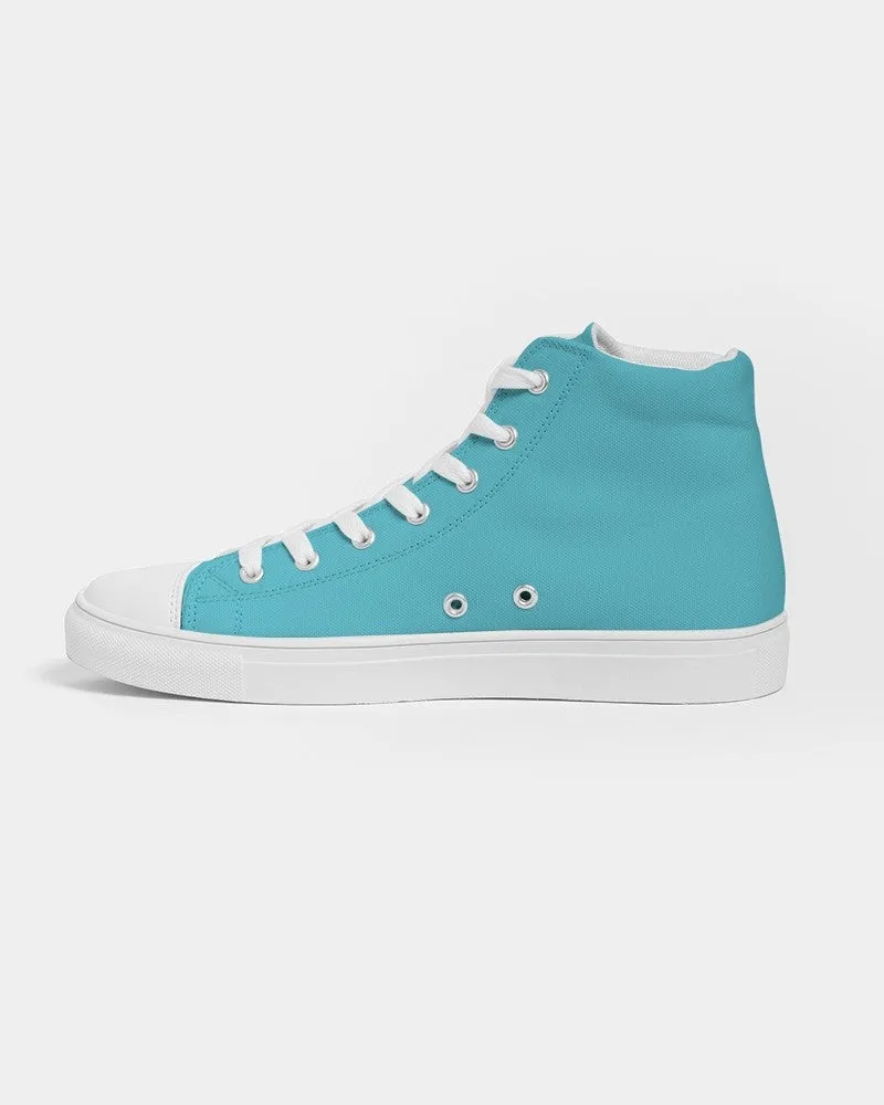 Pastel Warm Cyan Men's High-top Canvas Sneakers | Men's | Bright Pastel Warm Cyan | C60M0Y15K0