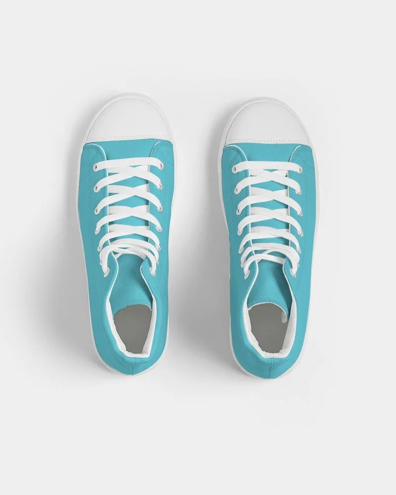 Pastel Warm Cyan Men's High-top Canvas Sneakers | Men's | Bright Pastel Warm Cyan | C60M0Y15K0