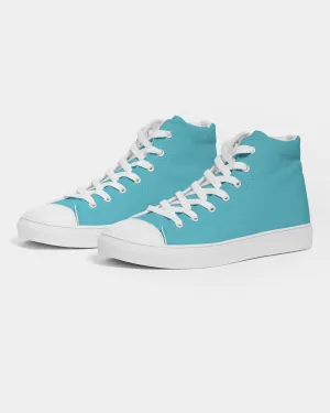 Pastel Warm Cyan Men's High-top Canvas Sneakers | Men's | Bright Pastel Warm Cyan | C60M0Y15K0
