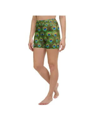 Peacock Feathered Yoga Shorts