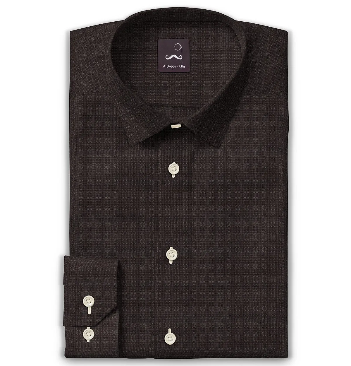 Pure Cotton - Long Sleeve - Chocolate Micro Geometric Print