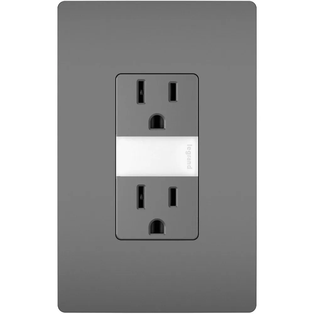 radiant 15A Tamper-Resistant Outlet with Night Light, Black