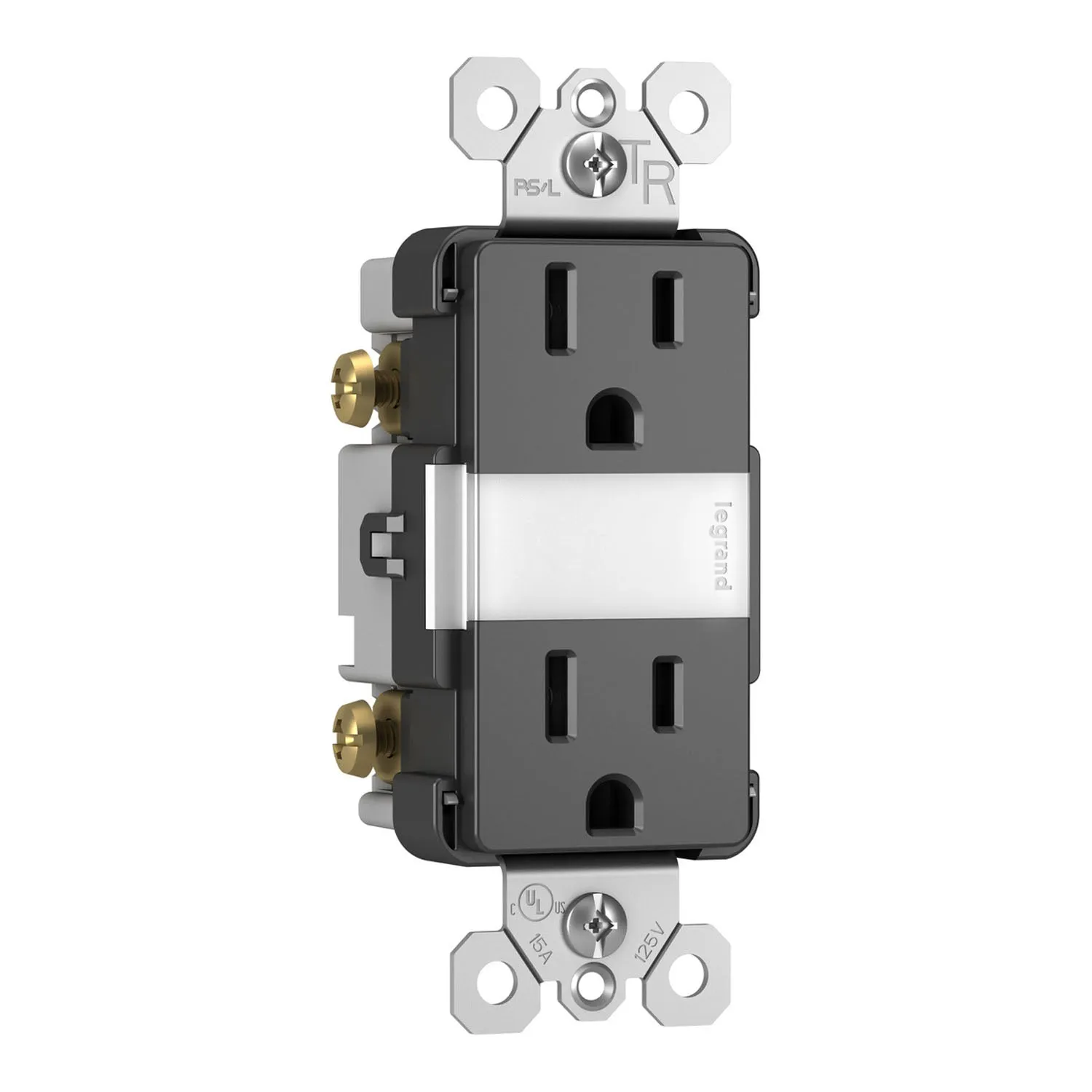 radiant 15A Tamper-Resistant Outlet with Night Light, Black