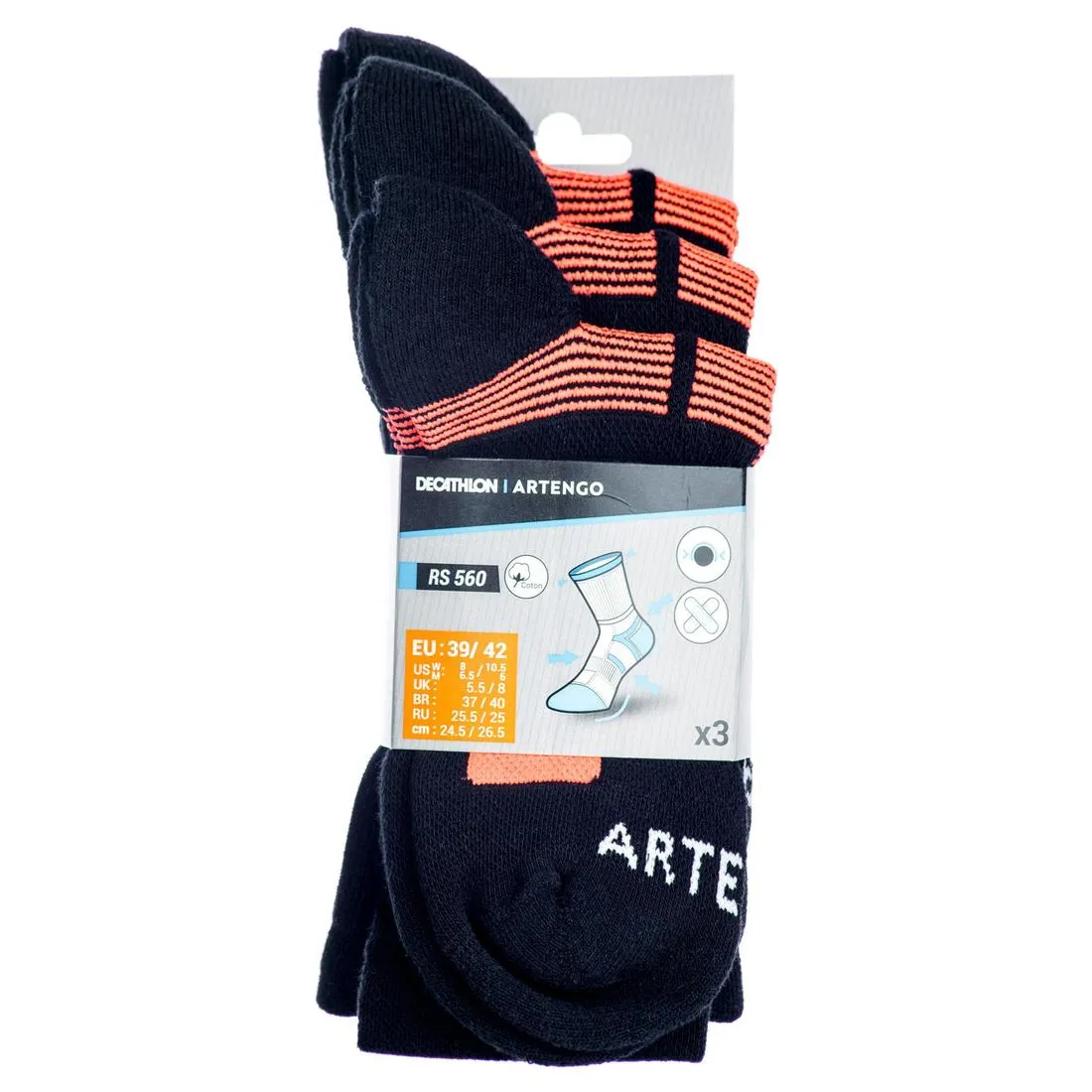 RS 560 High-Rise Sports Socks Tri-Pack