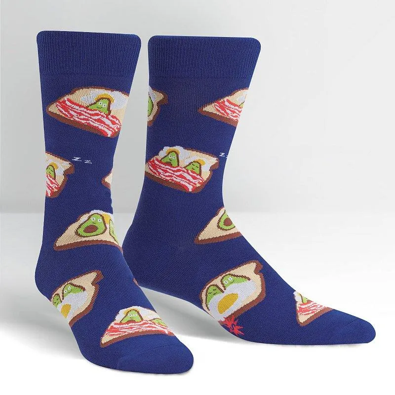 Sock it to Me Breakfast in Bed Mens Crew Socks