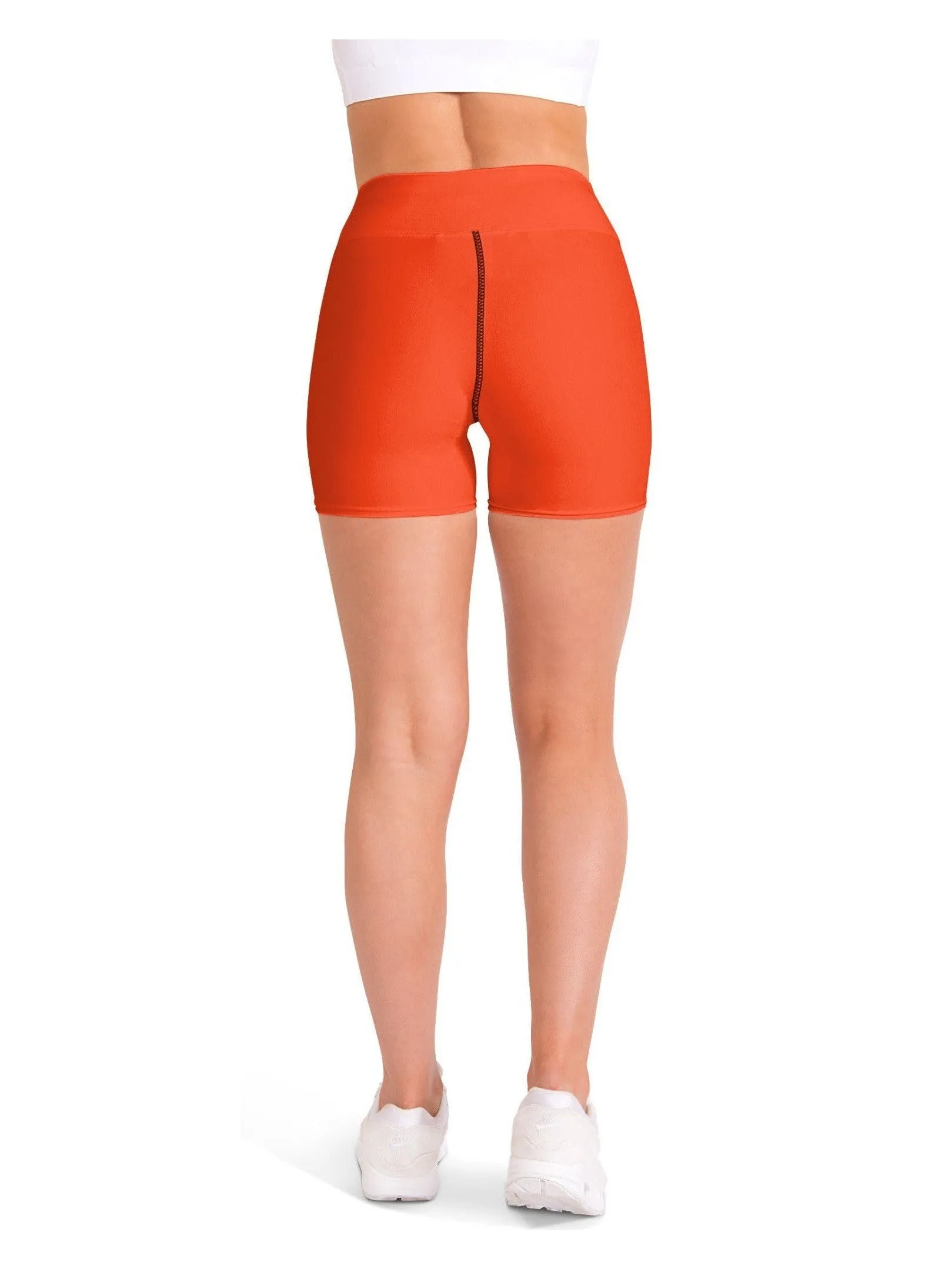 Solid Hot Orange Yoga Shorts