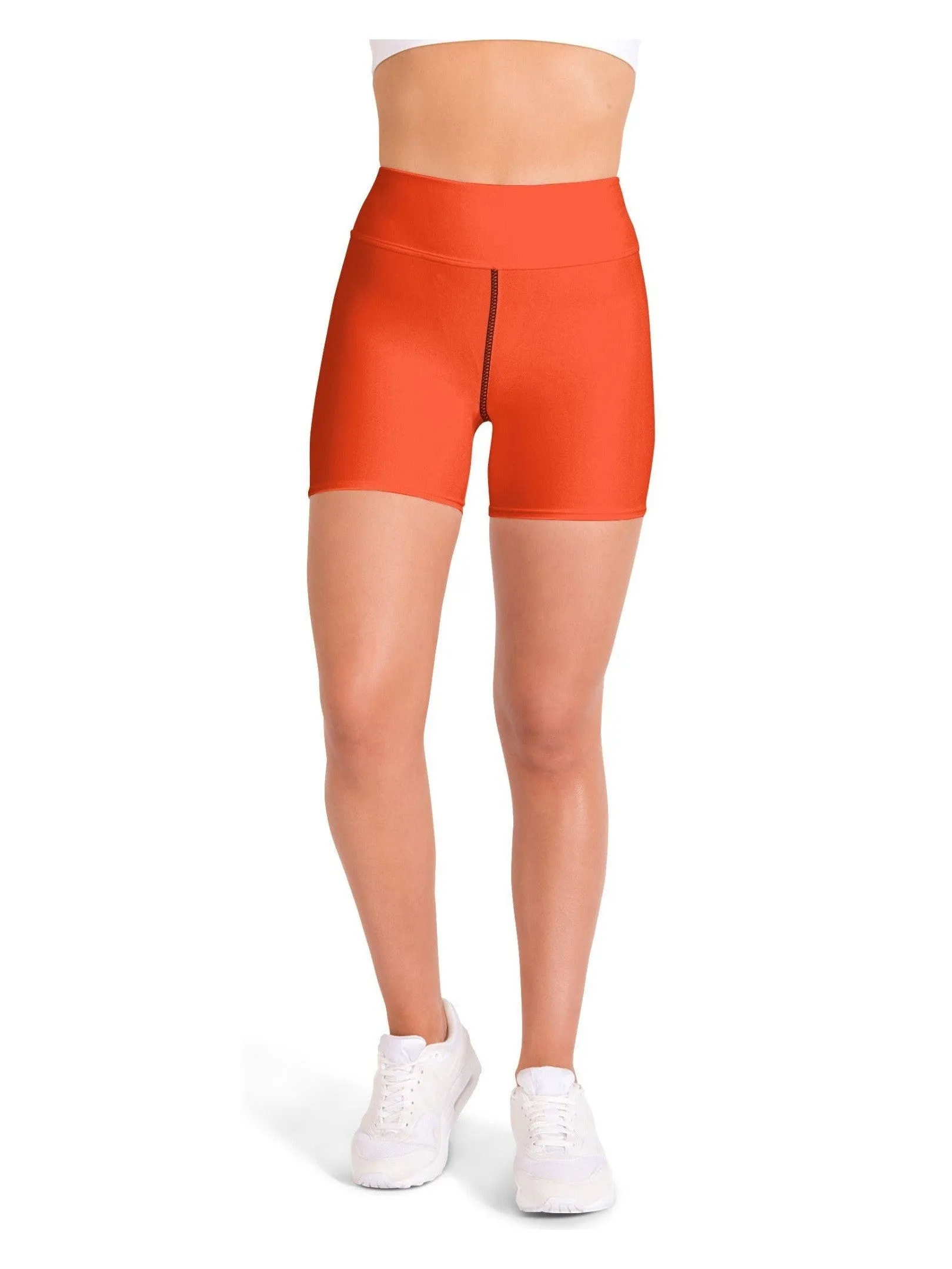 Solid Hot Orange Yoga Shorts