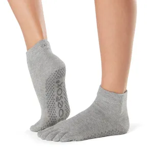 TOESOX Grip Full Toe Ankle - Heather Grey