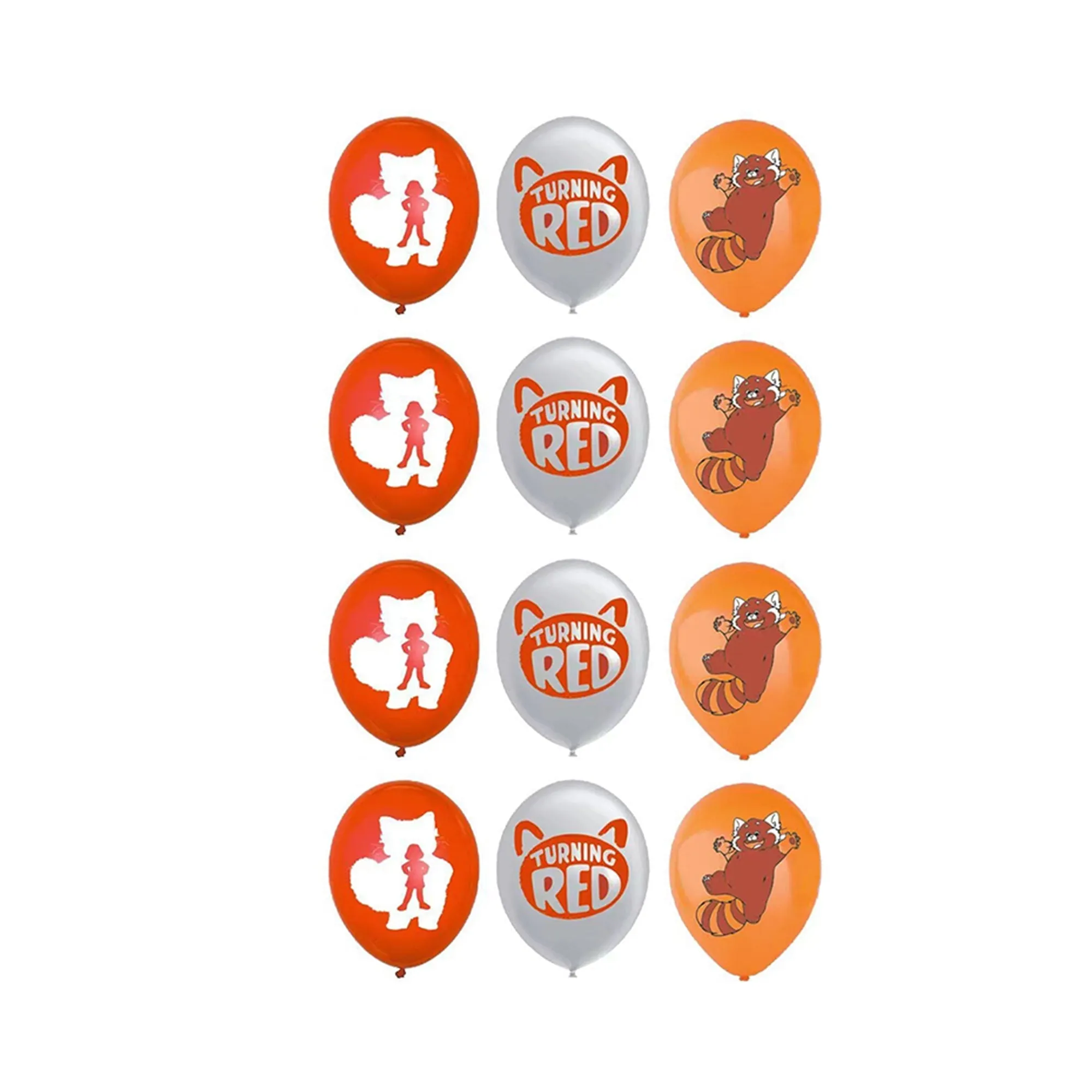 Turning Red Birthday Latex Balloons, Red, Silver and Orange, 12 Inches, 12 Count