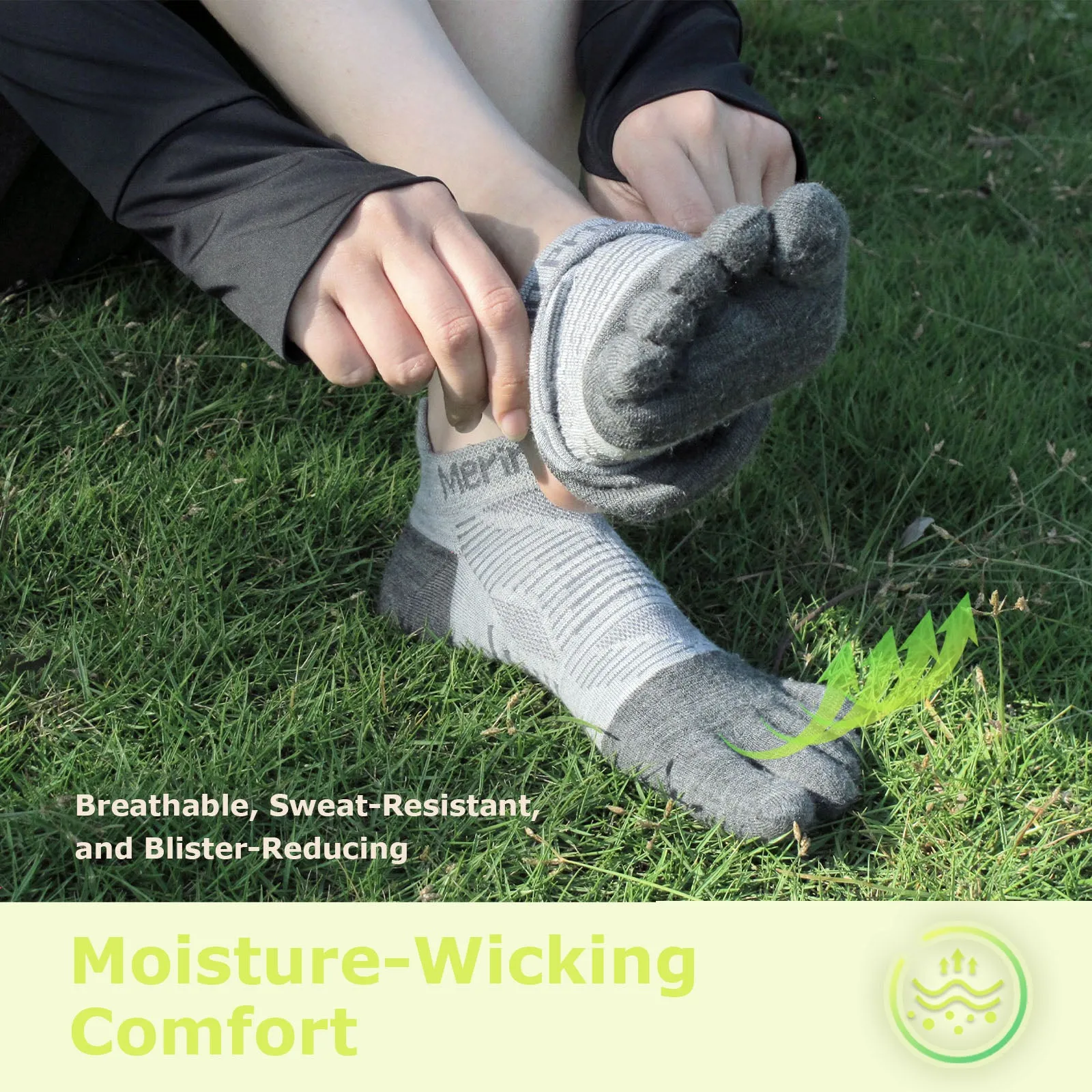 Unisex Merino Hike Light Low Cut Toe Socks Black - 3 Pairs