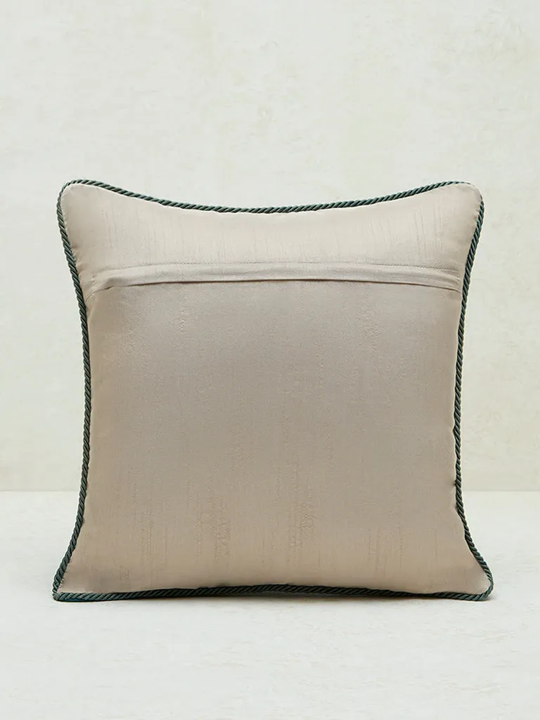 Westside Home Dark Green Butta Embroidered Cushion Cover