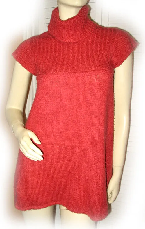 XHILARATION Womens Tops RED ORANGE Cap Sleeve TURTLENECK Winter Fall TOP Blouse Small