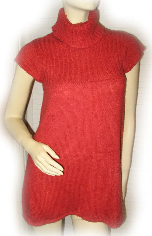 XHILARATION Womens Tops RED ORANGE Cap Sleeve TURTLENECK Winter Fall TOP Blouse Small