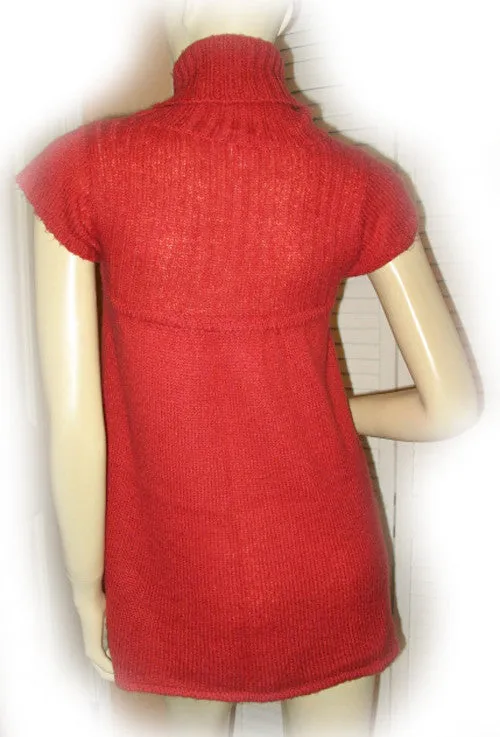 XHILARATION Womens Tops RED ORANGE Cap Sleeve TURTLENECK Winter Fall TOP Blouse Small