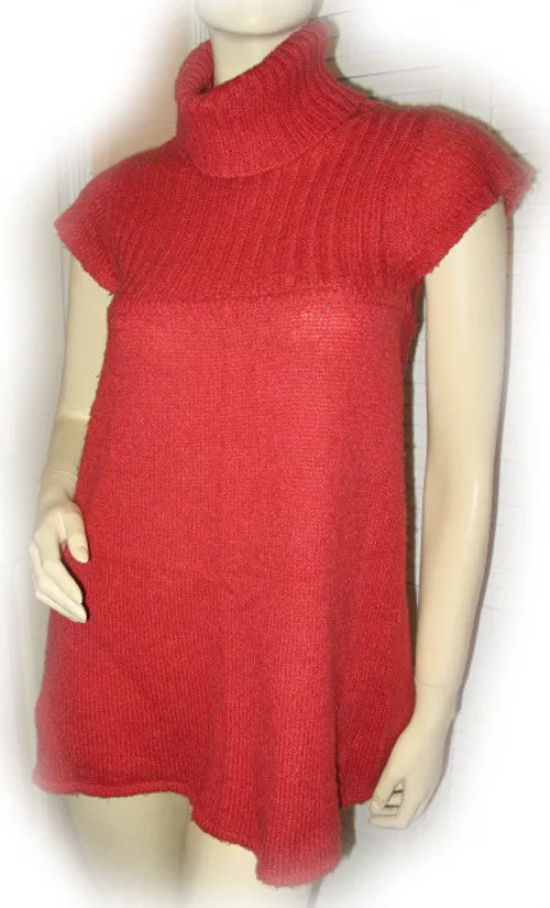XHILARATION Womens Tops RED ORANGE Cap Sleeve TURTLENECK Winter Fall TOP Blouse Small